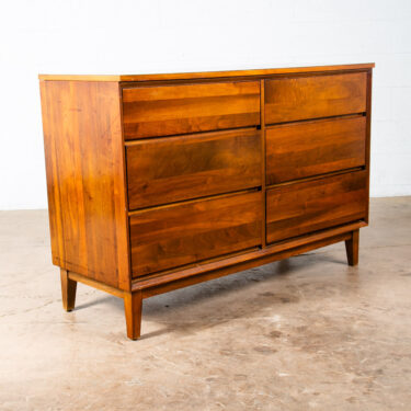 Mid Century Modern Credenza Dresser 6 Drawer Solid Walnut Vintage Mcm American