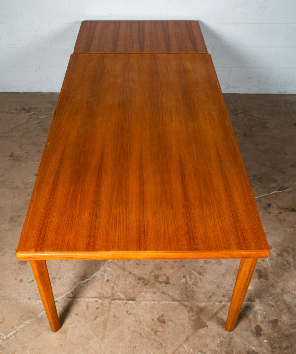 Mid Century Danish Modern Dining Table Teak Leaf x 2 Expanding Denmark Rectangle - Image 4
