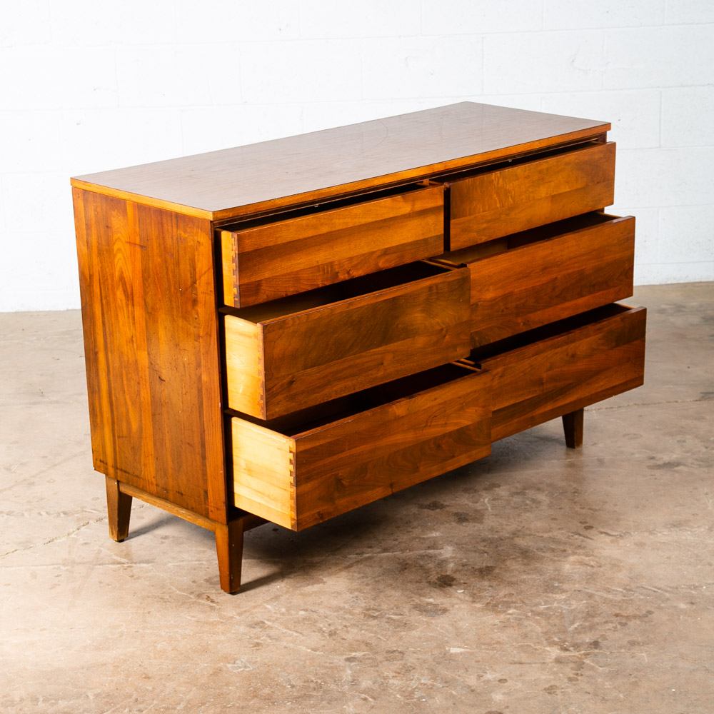 Mid Century Modern Credenza Dresser 6 Drawer Solid Walnut Vintage Mcm American - Image 6
