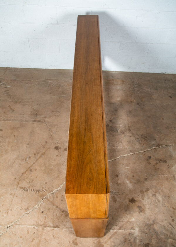 Mid Century Modern Headboard Bed Frame King Size Walnut Sliding Doors Cane Mcm - Image 5