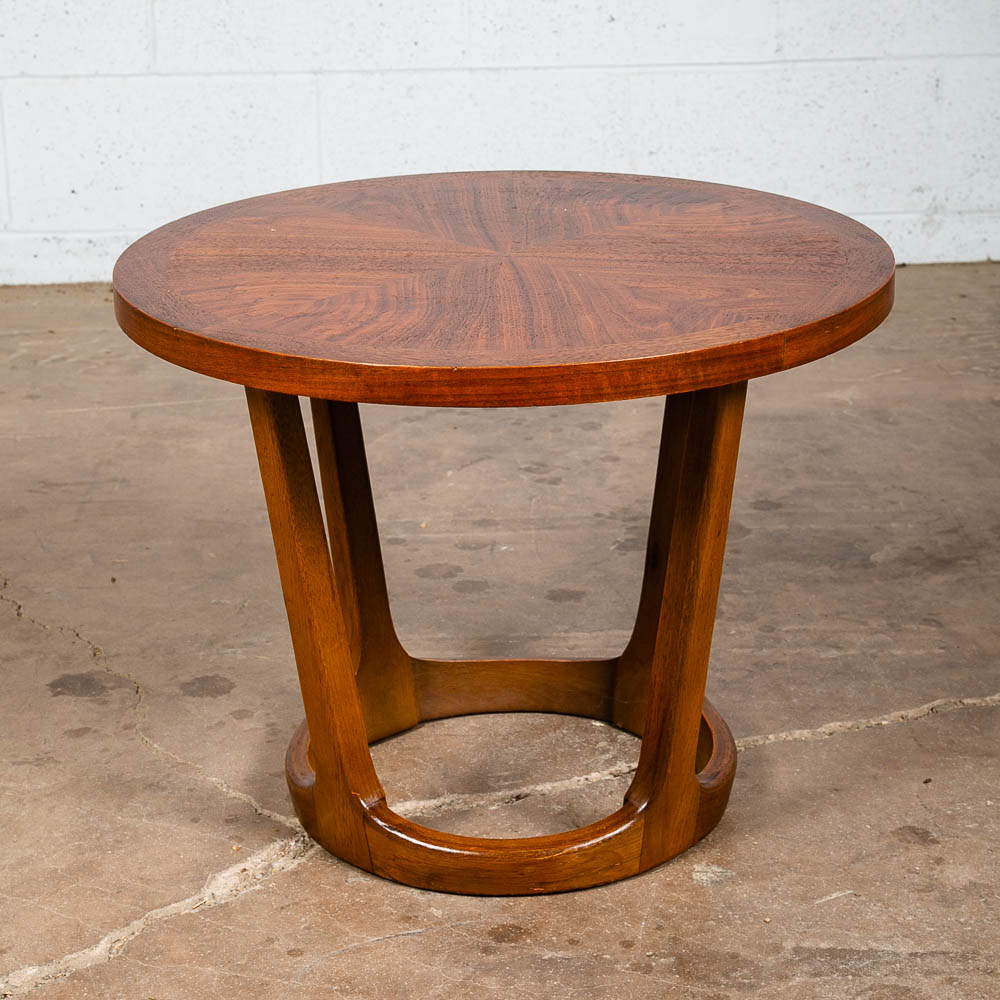 Mid Century Modern Side Table End Lane Rhythm Round Walnut Restored Circular Mcm - Image 2