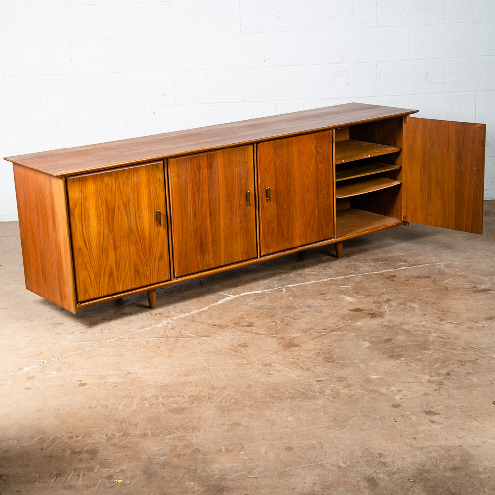 Mid Century Modern Credenza Cabinet Storage Ace Hi Prelude Solid Walnut Vintage - Image 4