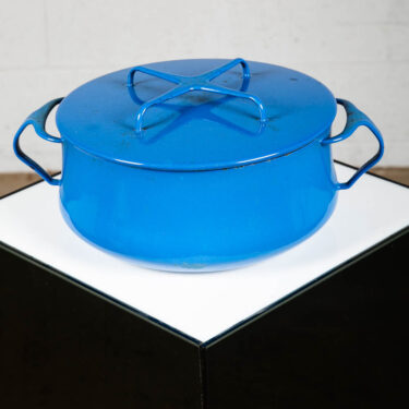Mid Century Danish Modern Pot Dansk IHQ Jens Quistgaard Blue Enamel Lid Ware Mcm