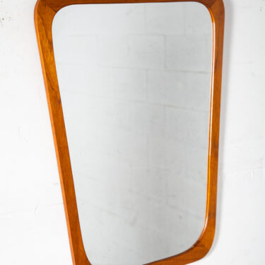 Mid Century Danish Modern Mirror Wall Hanging Bathroom Solid Teak Abstract Mcm