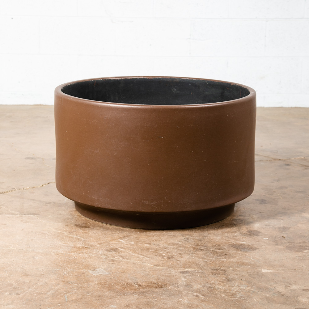 Mid Century Modern Planter Brown Matte Extra Large Gainey Ceramic Round 24.75x15 - Image 5