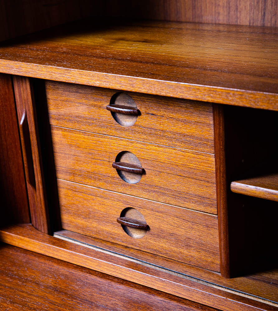 Mid Century Danish Modern Secretary Desk Cabinet Teak Johannes Sorth Denmark Mcm - Image 11