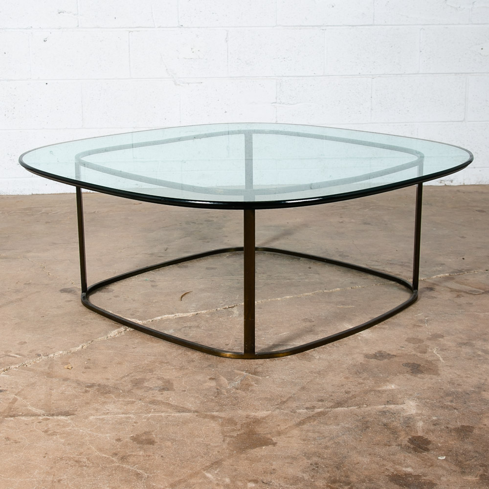 Mid Century Modern Coffee Table Glass Metal Gold Brass Bronze Heavy Vintage Mcm - Image 6