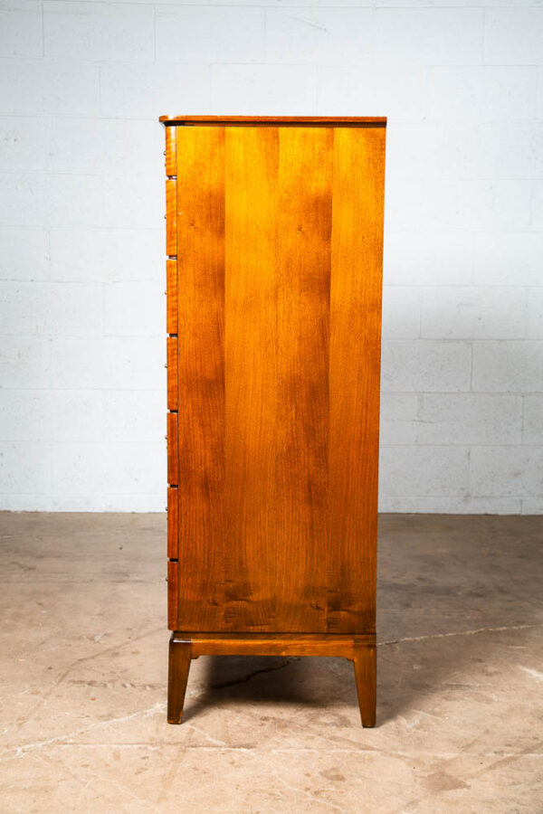 Mid Century Danish Modern Dresser Highboy Walnut Wood Denmark 7 Drawer Brass VG - Image 7