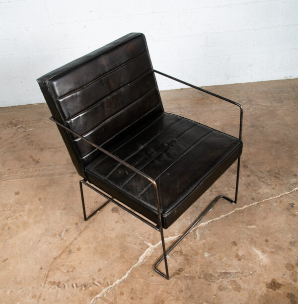 Mid Century Danish Modern Lounge Chair Post Modern Black Leather Denmark Mcm - Image 2