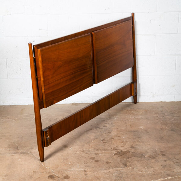 Mid Century Modern Headboard Bed Frame Full Drexel Vintage Walnut Brass Mcm - Image 3