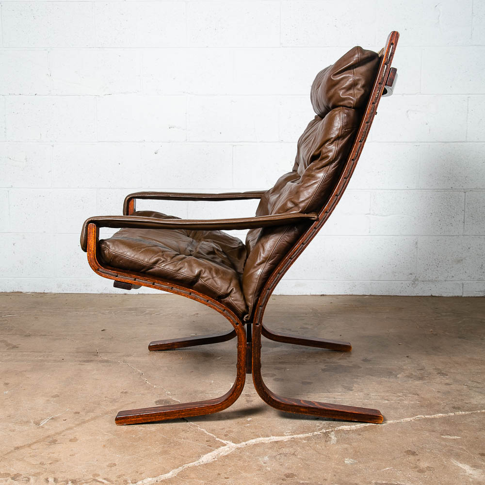 Mid Century Danish Modern Lounge Chair Brown Leather Ingmar Relling Westnofa Arm - Image 3