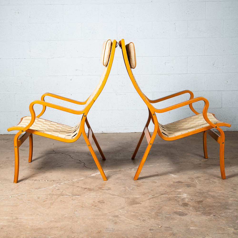 Mid Century Danish Modern Lounge Chair Set Armchair Cream Finn Ostergaard Pair - Image 2