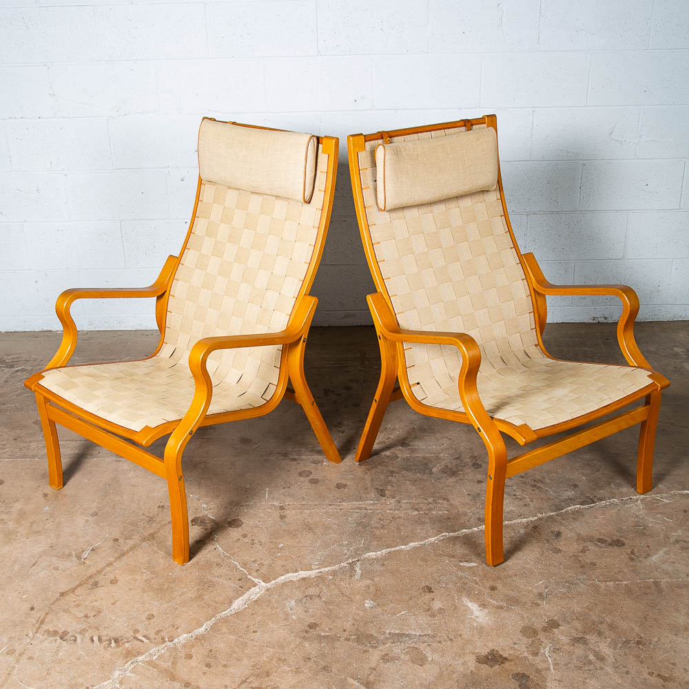 Mid Century Danish Modern Lounge Chair Set Armchair Cream Finn Ostergaard Pair - Image 4