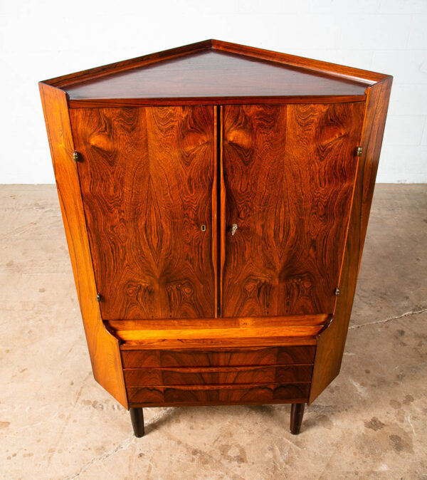 Mid Century Danish Modern Corner Cabinet Unit Brazilian Rosewood Bar Mcm Denmark - Image 12