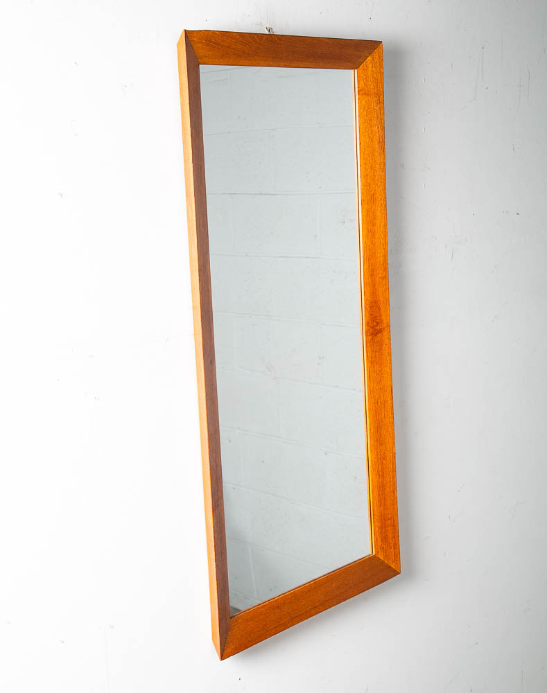 Mid Century Danish Modern Mirror Wall Hanging Bathroom Vanity Solid Teak Wood