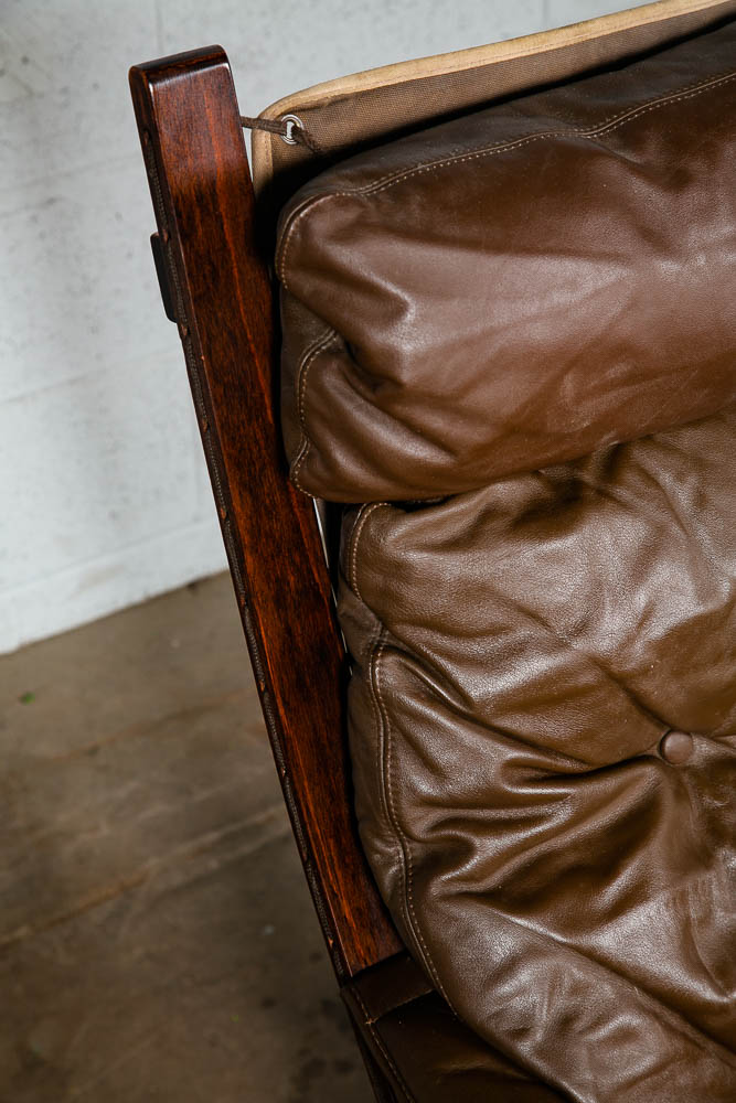 Mid Century Danish Modern Lounge Chair Brown Leather Ingmar Relling Westnofa Arm - Image 8