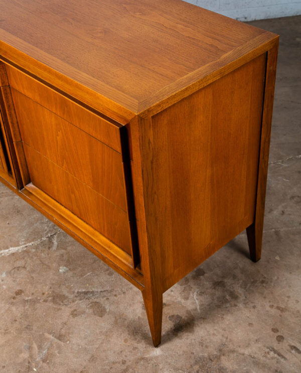 Mid Century Modern Dresser Credenza Walnut 9 Drawer Wood Danish Cane Vintage NM - Image 7
