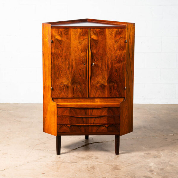 Mid Century Danish Modern Corner Cabinet Unit Brazilian Rosewood Bar Mcm Denmark