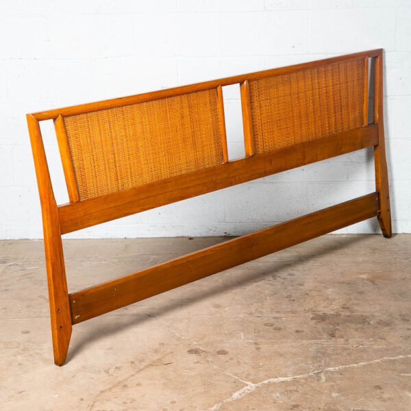 Mid Century Modern Headboard Bed Frame King Size Cane Century Walnut Vintage Mcm