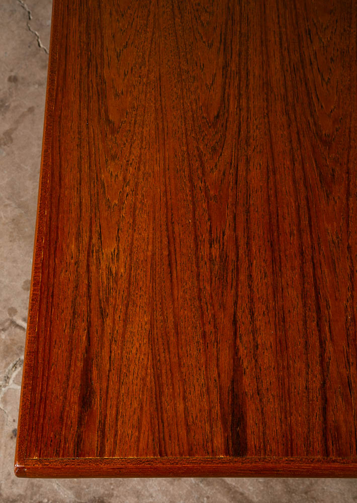 Mid Century Danish Modern Coffee Table Surfboard Shelf Denmark Teak Wide Vintage - Image 8