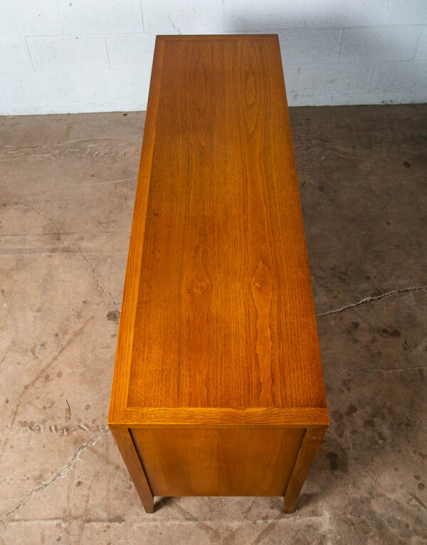 Mid Century Modern Dresser Credenza Walnut 9 Drawer Wood Danish Cane Vintage NM - Image 5