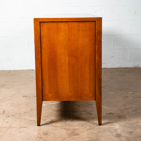 Mid Century Modern Dresser Credenza Walnut 9 Drawer Wood Danish Cane Vintage NM - Image 3