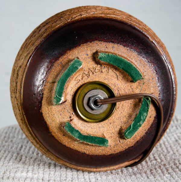 Mid Century Modern Table Lamp Light Studio Ceramic Brown Clay Round Vintage Mcm - Image 6