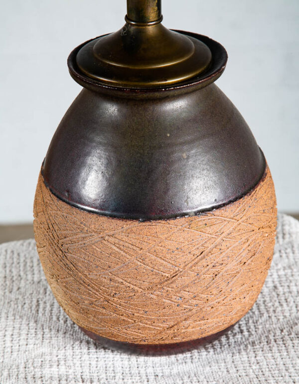 Mid Century Modern Table Lamp Light Studio Ceramic Brown Clay Round Vintage Mcm - Image 12