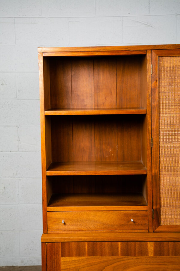 Mid Century Modern Credenza Display Cabinet Hutch American of Martinsville Cane - Image 10
