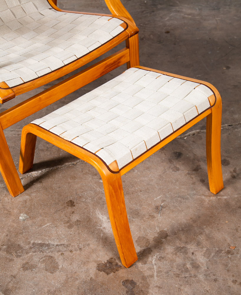 Mid Century Danish Modern Lounge Chair Armchair Cream Finn Ostergaard Ottoman - Image 8
