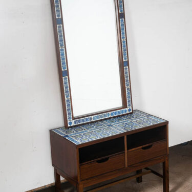 Mid Century Danish Modern End Table Vanity Mirror Rosewood Drawer Haslev Hansen