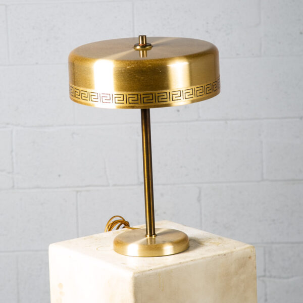 Mid Century Modern Table Lamp Chief Brass Desk Metal Light Round Gold Vitrika - Image 7