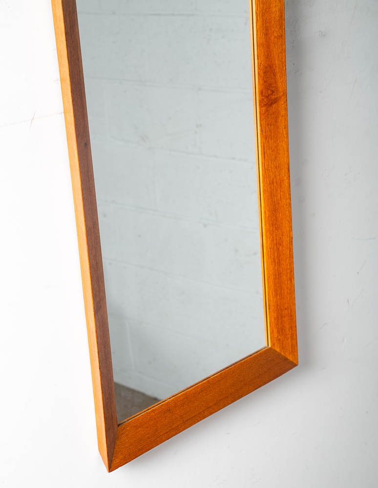 Mid Century Danish Modern Mirror Wall Hanging Bathroom Vanity Solid Teak Wood - Image 3