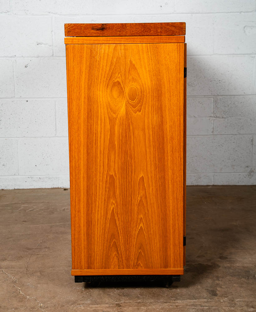 Mid Century Modern Bar Cart Cabinet Dyrlund Liquor Teak Storage Rolling Glass NM - Image 9