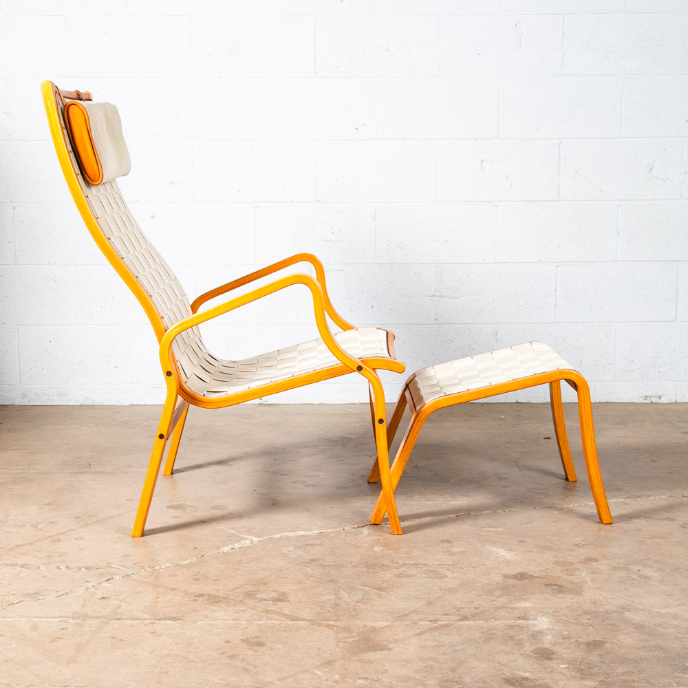 Mid Century Danish Modern Lounge Chair Armchair Cream Finn Ostergaard Ottoman - Image 2