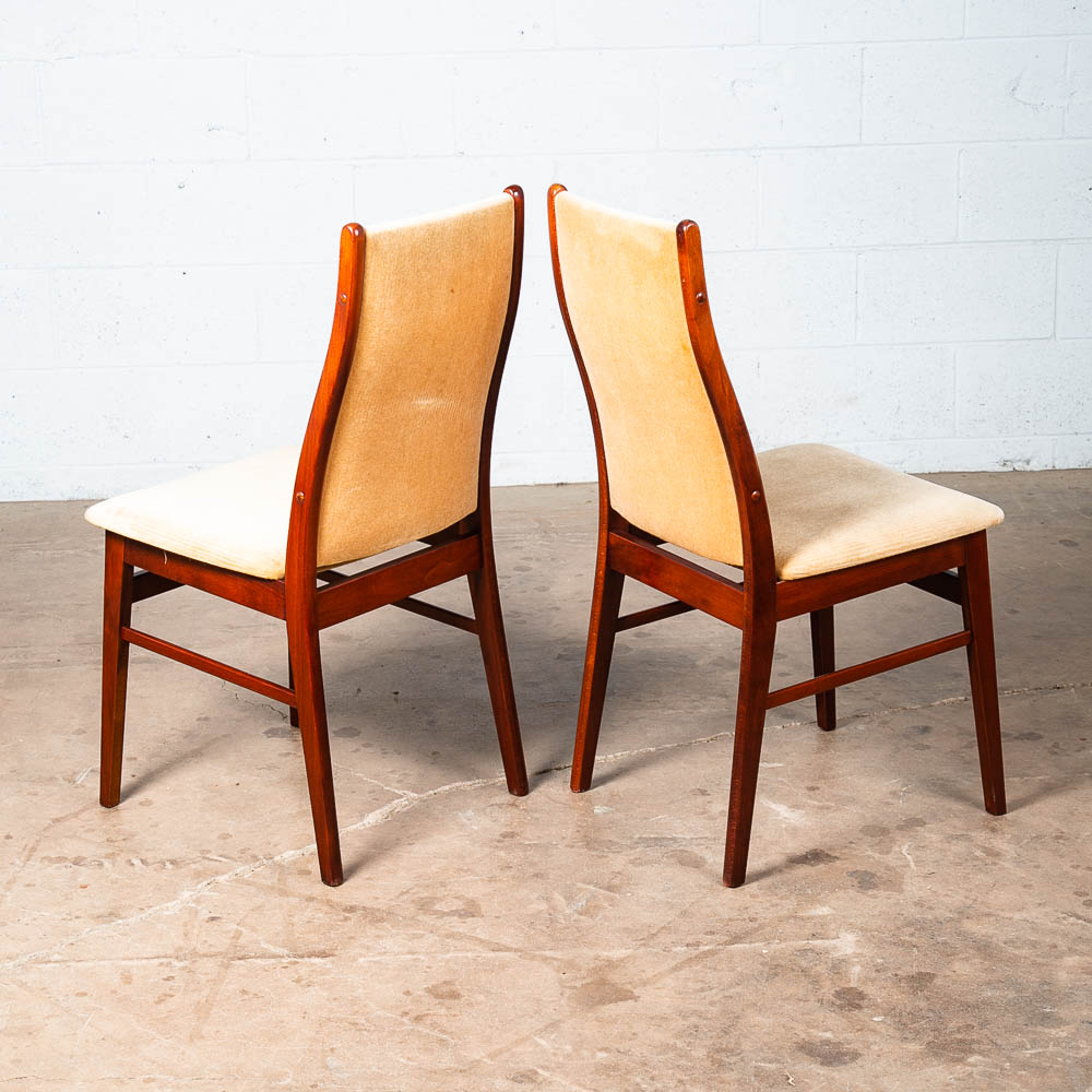 Mid Century Danish Modern Dining Chairs 6 Tan Farstrup High Back Mohair Vintage - Image 6