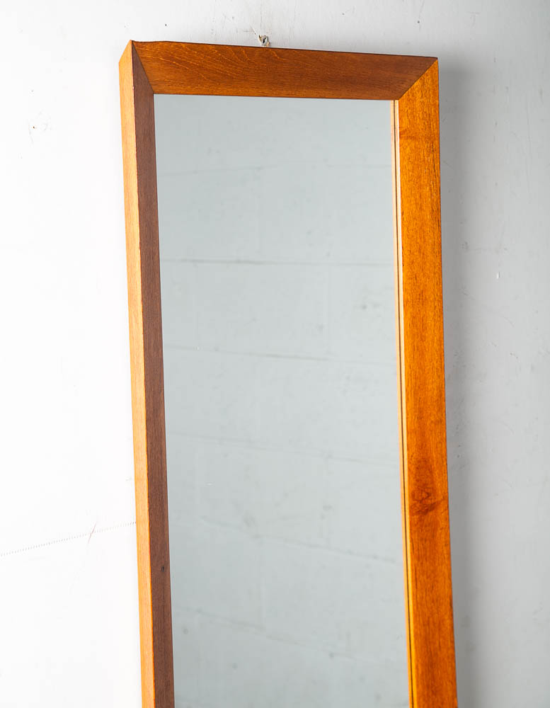 Mid Century Danish Modern Mirror Wall Hanging Bathroom Vanity Solid Teak Wood - Image 4