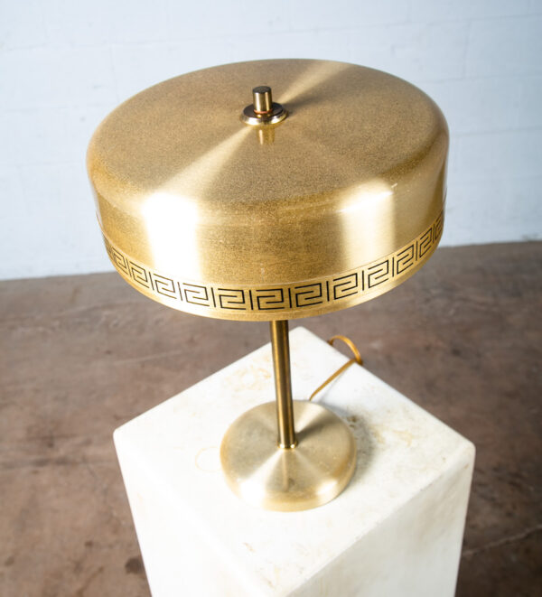 Mid Century Modern Table Lamp Chief Brass Desk Metal Light Round Gold Vitrika - Image 9
