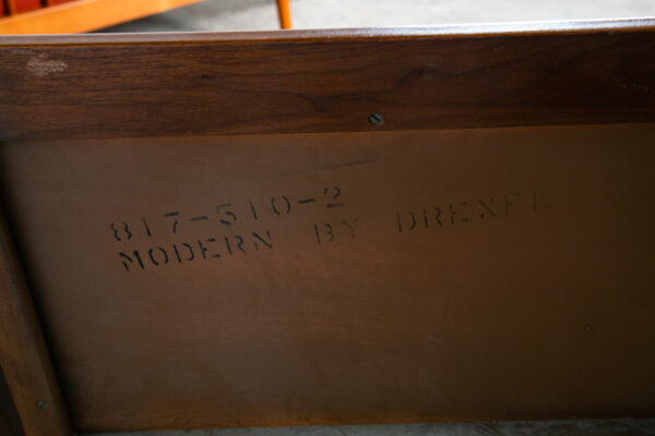 Mid Century Modern Headboard Bed Frame Full Drexel Vintage Walnut Brass Mcm - Image 7