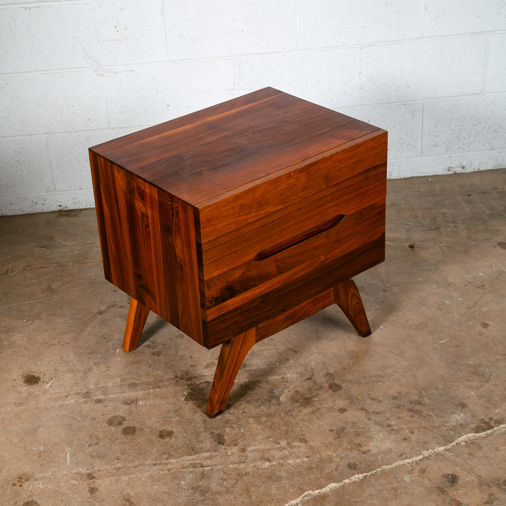 Mid Century Modern Nightstand End Side Table Solid Walnut Ace Hi 2 Drawer Mcm
