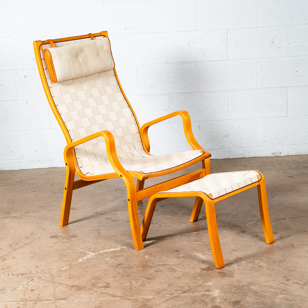 Mid Century Danish Modern Lounge Chair Armchair Cream Finn Ostergaard Ottoman