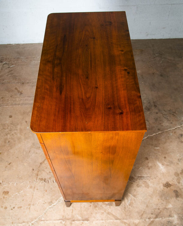 Mid Century Danish Modern Dresser Highboy Walnut Wood Denmark 7 Drawer Brass VG - Image 4