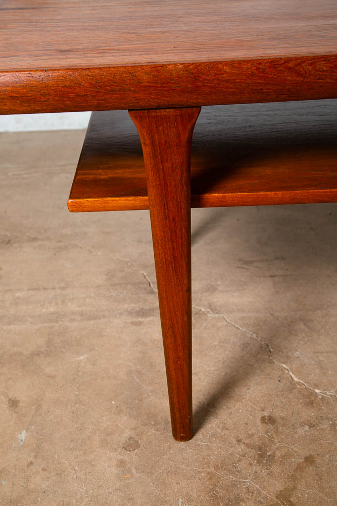 Mid Century Danish Modern Coffee Table Surfboard Shelf Denmark Teak Wide Vintage - Image 10