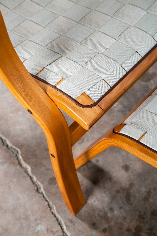 Mid Century Danish Modern Lounge Chair Armchair Cream Finn Ostergaard Ottoman - Image 11