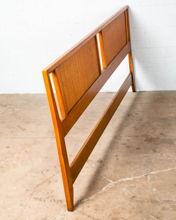 Mid Century Modern Headboard Bed Frame King Size Cane Century Walnut Vintage Mcm - Image 2