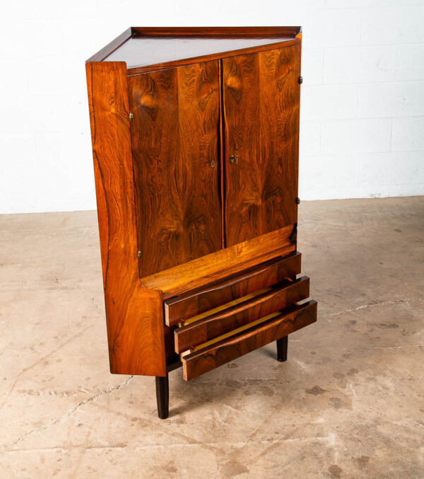 Mid Century Danish Modern Corner Cabinet Unit Brazilian Rosewood Bar Mcm Denmark - Image 5