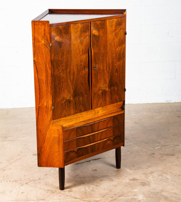 Mid Century Danish Modern Corner Cabinet Unit Brazilian Rosewood Bar Mcm Denmark - Image 6