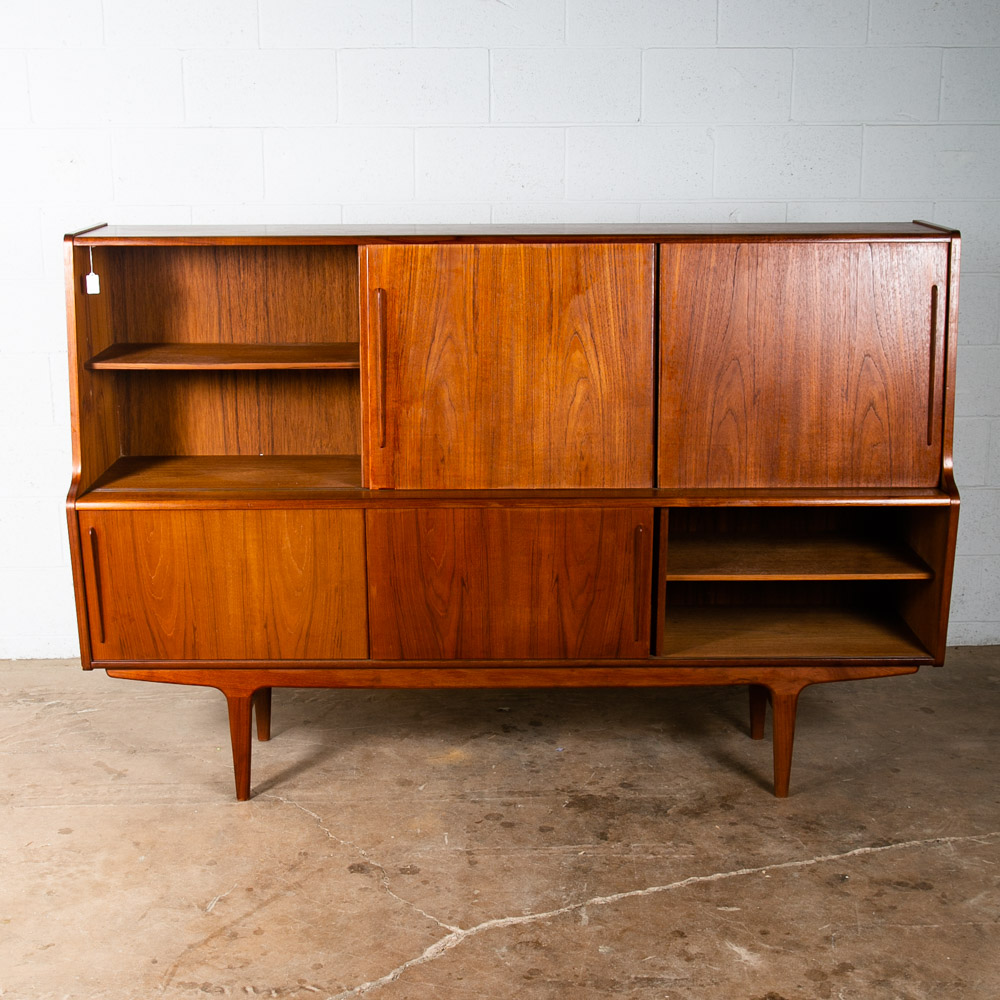 Mid Century Danish Modern Credenza Teak Sideboard Large Cabinet Drawers Doors NM - Image 4