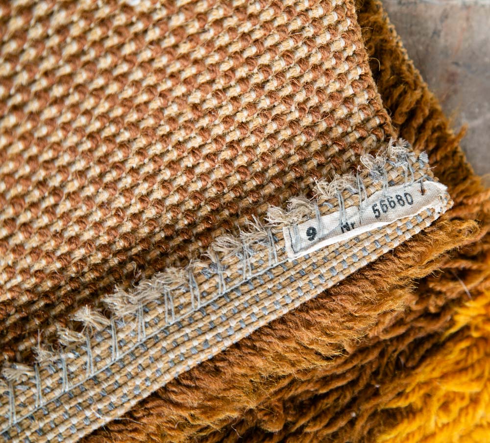 Mid Century Modern Shag Rug Ege Rya Abstract Tan White Brown Wool 72.5x57 Area - Image 6