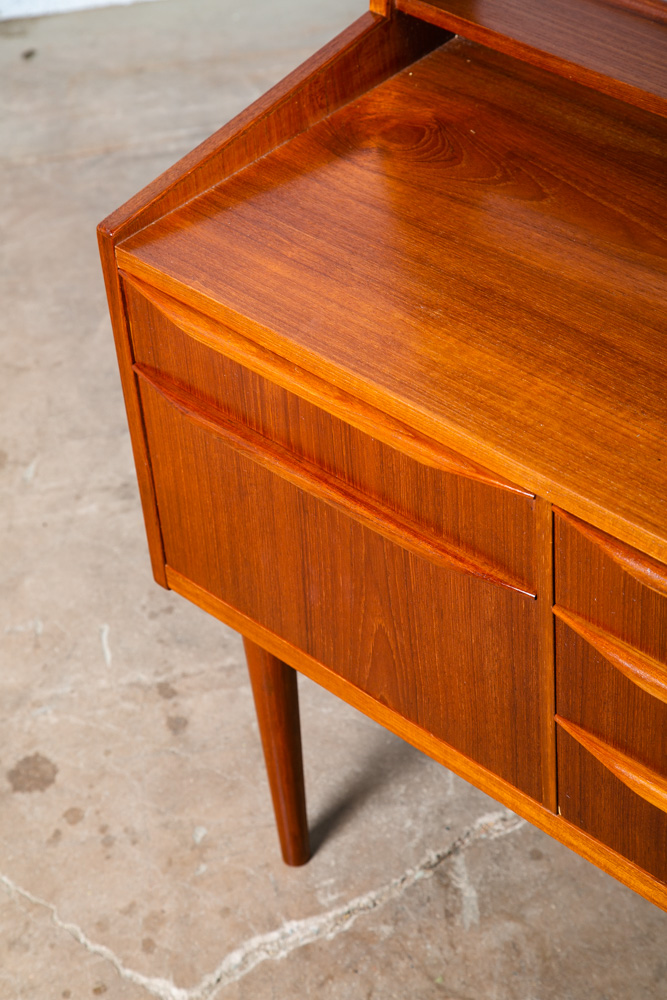 Mid Century Danish Modern Vanity Chest Dresser Teak Adjustable Mirror 5 Drawers - Image 5